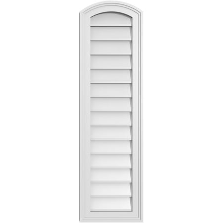 Ekena Millwork Arch Top Surface Mount PVC Gable Vent: Functional, w/ 2"W x 1-1/2"P Brickmould Frame, 12"W x 42"H GVPAR12X4202SF